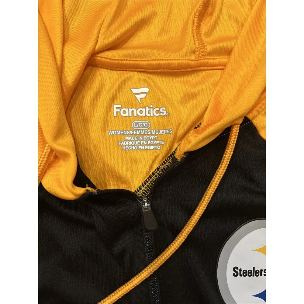 Pittsburgh Steelers Fanatics Hoodie Jacket Womens Large Full Zip NFL Black Gold - Picture 5 of 9